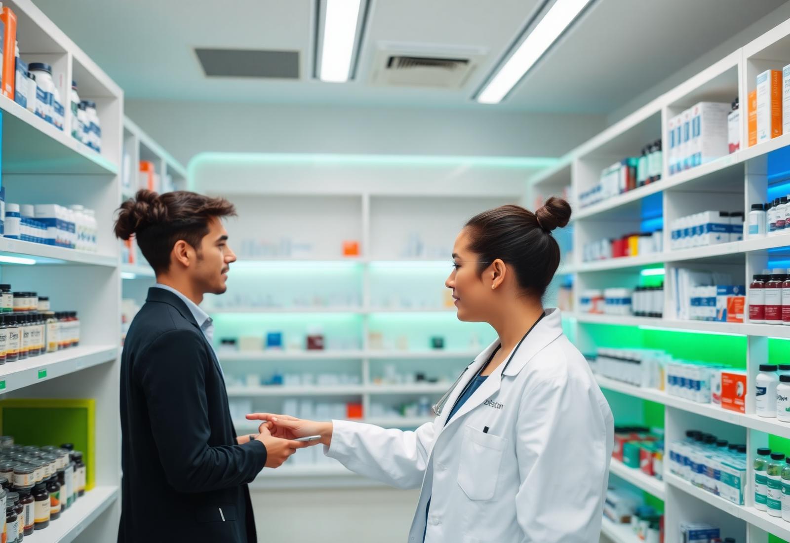 Farmácia moderna com atendimento farmacêutico especializado